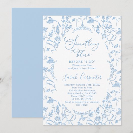 Chinoiserie Something Blue voordat ik Bridal doe Kaart (Voorkant / Achterkant)