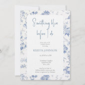 Chinoiserie Something Blue Vrijgezellenfeest Kaart (Voorkant)