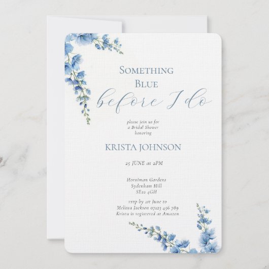 Chinoiserie Something Blue Vrijgezellenfeest Kaart (Voorkant)