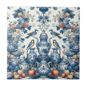 Chinoiserie stijl Vogels & Vazen Kussen Tegeltje