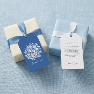 Chinoiserie stoffig blauwe bloemen bedank cadeautj cadeaulabel