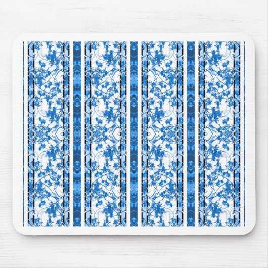 Chinoiserie Striped Floral Print Muismat (Voorkant)