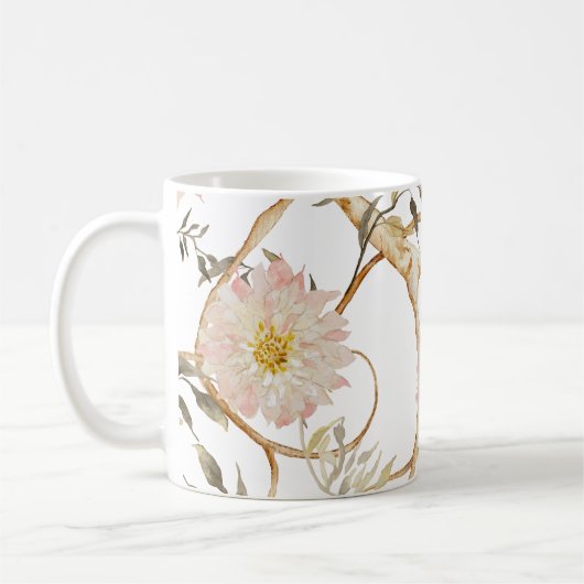 Chinoiserie  Style Chrysanthemum Waterverf Koffiemok (Links)