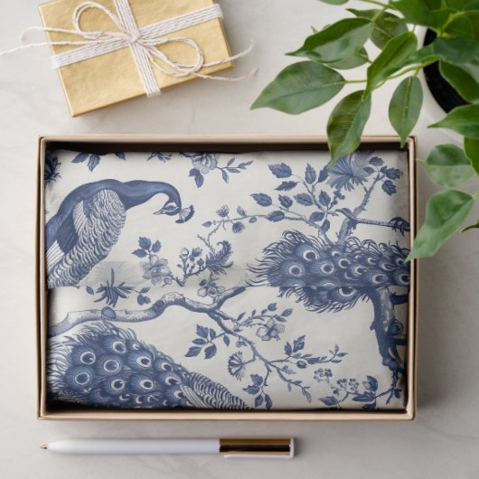 Chinoiserie Style Peacock Theme Tissue Paper Tissuepapier (Geschenk)
