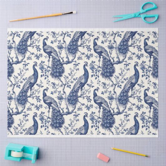 Chinoiserie Style Peacock Theme Tissue Paper Tissuepapier (Craft)