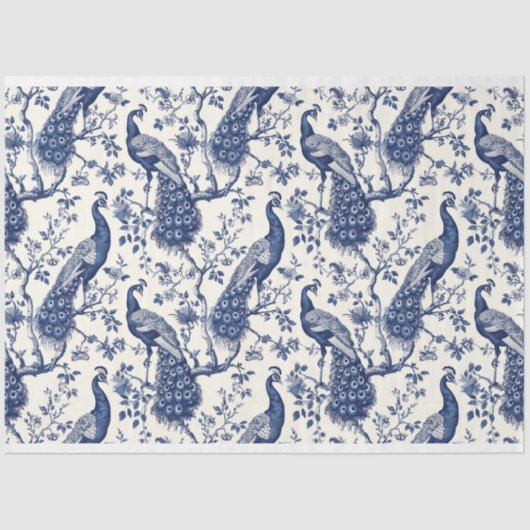 Chinoiserie Style Peacock Theme Tissue Paper Tissuepapier (Voorkant)