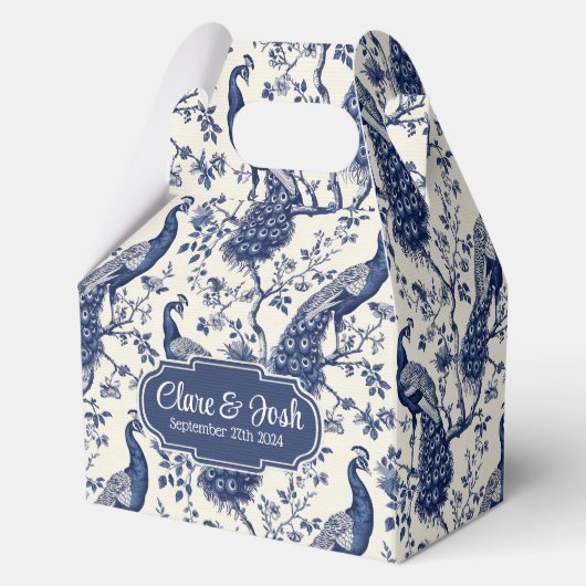 Chinoiserie Style Peacock Theme Wedding Favoriet B Bedankdoosjes (Voorkant)