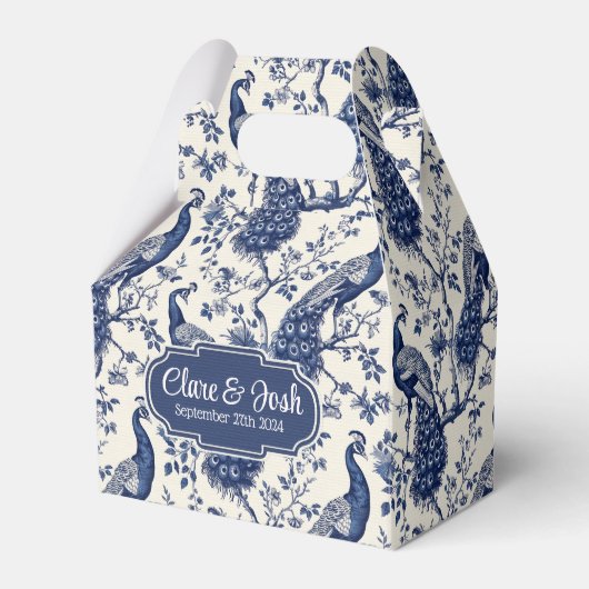 Chinoiserie Style Peacock Theme Wedding Favoriet B Bedankdoosjes (Voorkant Zijde)