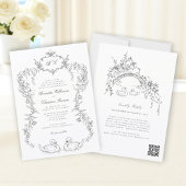 Chinoiserie swan all in one Wedding Invitation Kaart