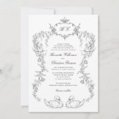 Chinoiserie swan all in one Wedding Invitation Kaart (Voorkant)