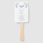 Chinoiserie Swans Blue White Wedding Program Fans Handwaaier (Voorkant)