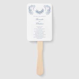Chinoiserie Swans Blue White Wedding Program Fans Handwaaier