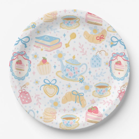 Chinoiserie Teatime Pattern Papieren Bordje (Voorkant)