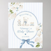 Chinoiserie Teddy Bear French Baby Shower Welcome Poster (Voorkant)