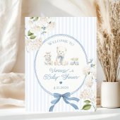 Chinoiserie Teddy Bear French Baby Shower Welcome Poster