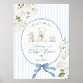 Chinoiserie Teddybeer Franse Babyshower Welkom Poster (Voorkant)