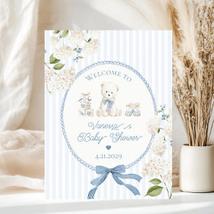 Chinoiserie Teddybeer Franse Babyshower Welkom Poster