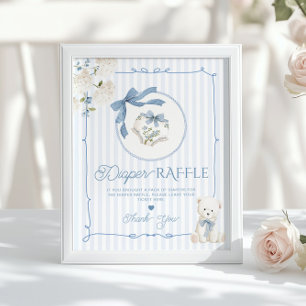Chinoiserie Teddydbeer Coquette Strik Luier loteri Poster