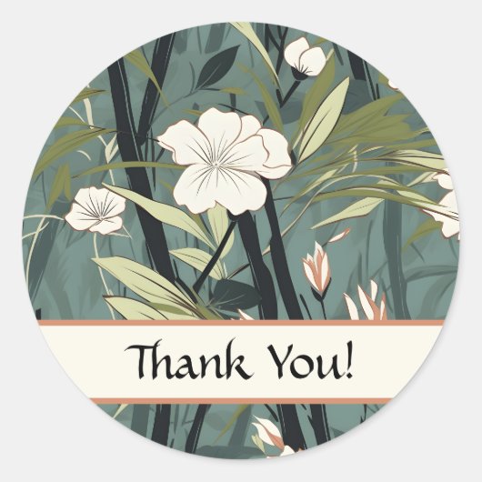 Chinoiserie Thank You Tropical Asian Soft Teal Ronde Sticker (Voorkant)