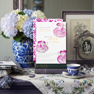 Chinoiserie Tijd voor Thee Bruidsdiner Roze Kaart