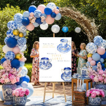Chinoiserie Tijd voor Thee Bruidsfeest Blauw 
