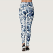 Chinoiserie Toile Blauw Wit Pioenen Bloemen Leggings (Achterkant)
