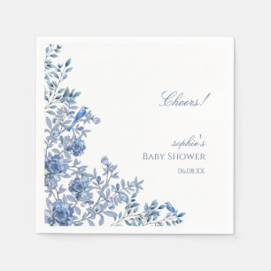 Chinoiserie toile blauwe bloemen baby shower servet