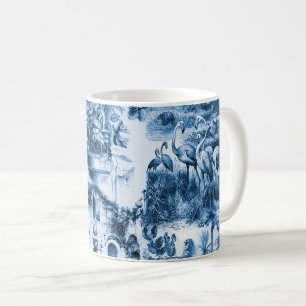 Chinoiserie toile, blauwe wilg, blauw china koffiemok