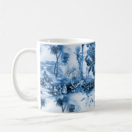 Chinoiserie toile, blauwe wilg, blauw china koffiemok