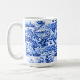 Chinoiserie toile, blauwe wilg, blauw china koffiemok