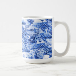 Chinoiserie toile, blauwe wilg, blauw china koffiemok