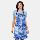 Chinoiserie toile, blauwe wilg, blauw china schort (Gedragen)