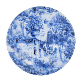 Chinoiserie toile, blauwe wilg, blauw china snijplank