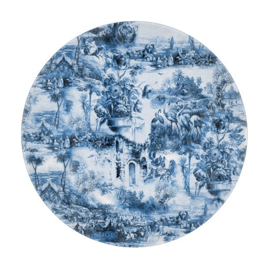 Chinoiserie toile, blauwe wilg, blauw china snijplank (Voorkant)