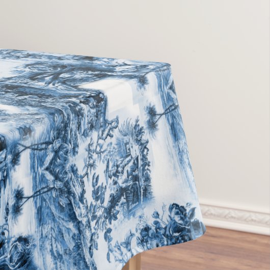 Chinoiserie toile, blauwe wilg, blauw china tafelkleed (Voorbeeld)