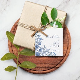 Chinoiserie Toile Blue Floral Baby shower Bedankjes Labels
