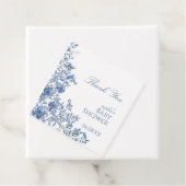 Chinoiserie Toile Blue Floral Baby shower Bedankjes Labels (In situ)