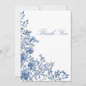 Chinoiserie Toile Blue Floral Baby Shower Bedankkaart (Voorkant)
