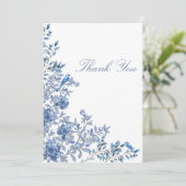 Chinoiserie Toile Blue Floral Baby Shower Bedankkaart (Staand voorkant)