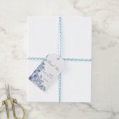 Chinoiserie Toile Blue Floral Baby Shower Cadeaulabel (Met Touw)
