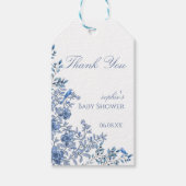 Chinoiserie Toile Blue Floral Baby Shower Cadeaulabel (Voorkant)