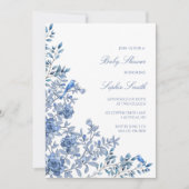 Chinoiserie Toile Blue Floral Baby Shower Kaart (Voorkant)
