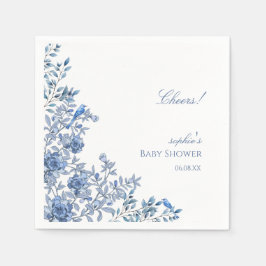 Chinoiserie Toile Blue Floral Baby Shower Servet