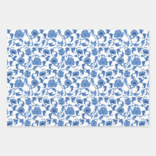 Chinoiserie Toile Blue Willow Inpakpapier Vel