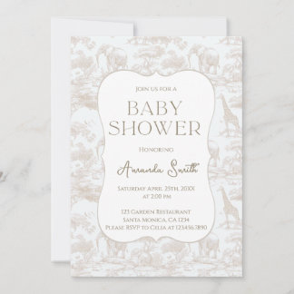 Chinoiserie Toile de Jouy baby shower Kaart