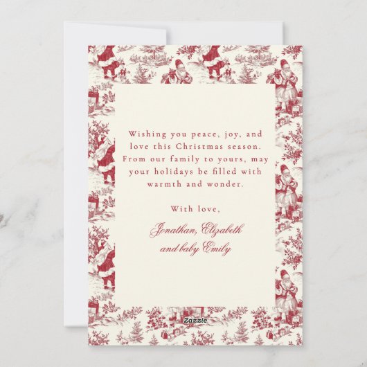 Chinoiserie Toile De Jouy Festive Photo Christmas Feestdagenkaart (Achterkant)