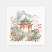 Chinoiserie Toile De Jouy Pagoda  Servet (Voorkant)