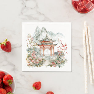 Chinoiserie Toile De Jouy Pagode  Servet
