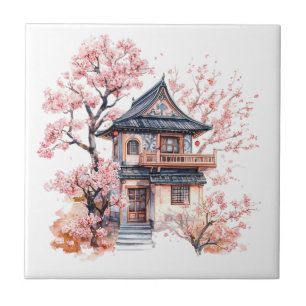 Chinoiserie Toile De Jouy Pagode  Tegeltje