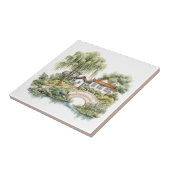 Chinoiserie Toile De Jouy Pagode  Tegeltje (Zijkant)